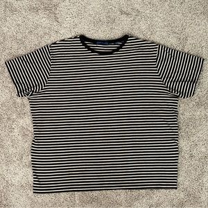 Karen Scott II Size 1X Black and White Horizontal Stripe Basics Short Sleeve